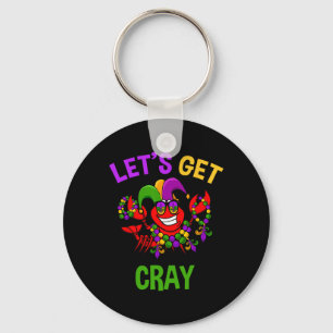 Let's Get Cray Mardi Gras Funny Crawfish Boil Tee Key Ring