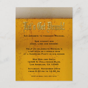 Let's get drunk! Beer Bachelor Party invites