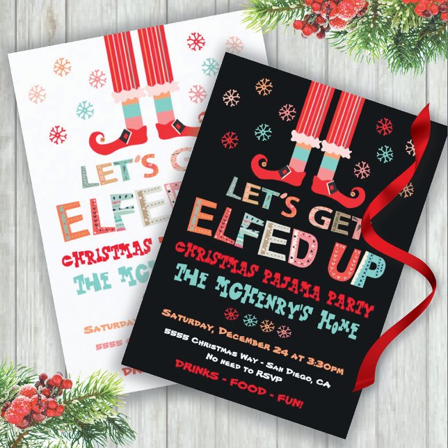 Let's Get Elfed Up Christmas Pajama Party Invitation (Creator Uploaded)