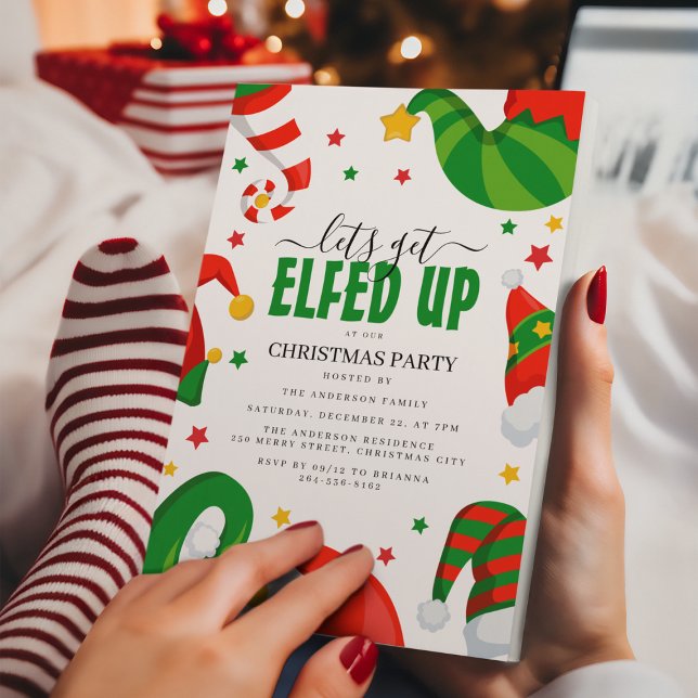 Lets Get Elfed Up | Christmas Party Invitation (Creator Uploaded)