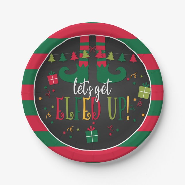 Let's Get Elfed Up Christmas Party Paper Plate (Front)