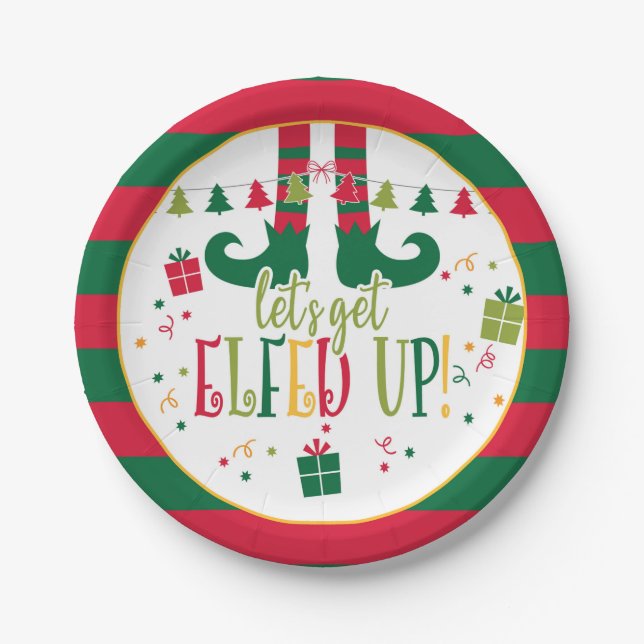 Let's Get Elfed Up Christmas Party (WH) Paper Plate (Front)