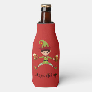 Let's Get Elfed Up Funny Christmas Bottle Cooler