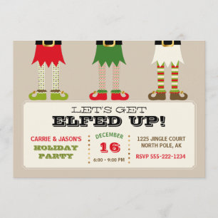 Let's Get Elfed Up! Holiday Christmas Party Elves Invitation