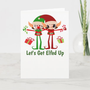 Lets Get Elfed Up Humour Personalised Christmas Invitation
