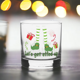 Lets Get Elfed Up Humourous Christmas Whiskey Glass
