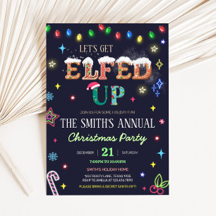 Let's Get Elfed Up Winter Christmas Party Invitation