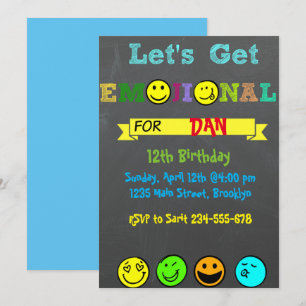 Let's Get Emojinal, Emoji Boy Birthday Invitation