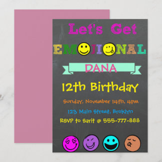 Let's Get Emojinal, Emoji Girl Birthday Invitation