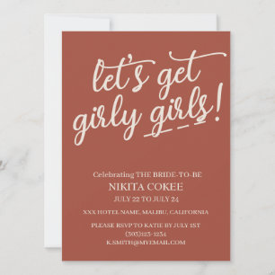 Let's Get Girly Terracotta Bachelorette Weekend Invitation