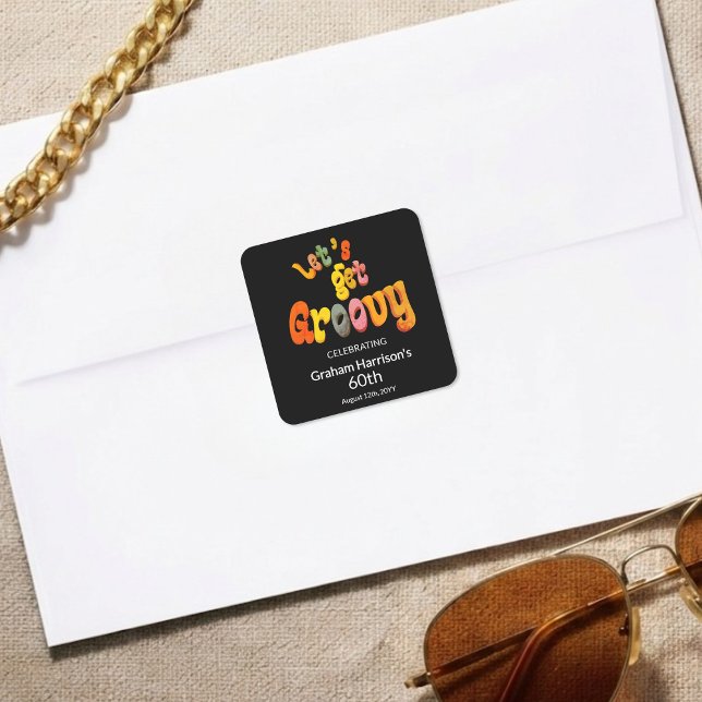 Let's Get Groovy 60th Birthday Party Envelope Seal (Creator Uploaded)