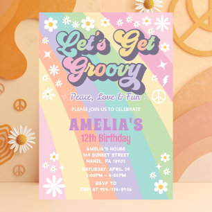 Let's get groovy birthday invitation