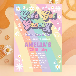 Let's get groovy birthday invitation