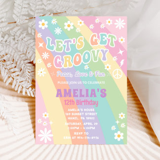 Let's get groovy birthday invitation