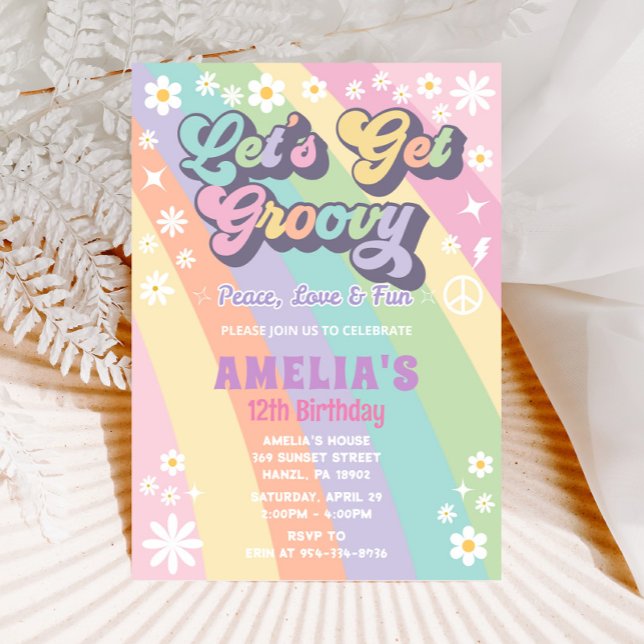Let's get groovy birthday invitation (Creator Uploaded)