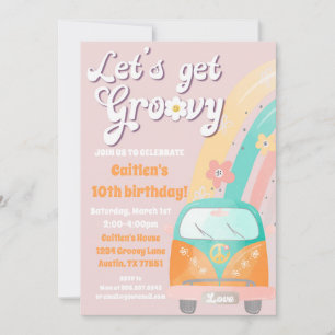 Let's Get Groovy Birthday Invitation Hippie Retro