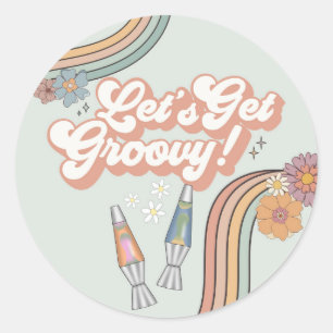 Lets Get Groovy Birthday Party Dessert Favour Classic Round Sticker