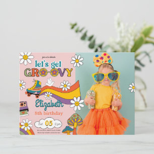 Let's Get Groovy Flower Birthday Photo Invitation