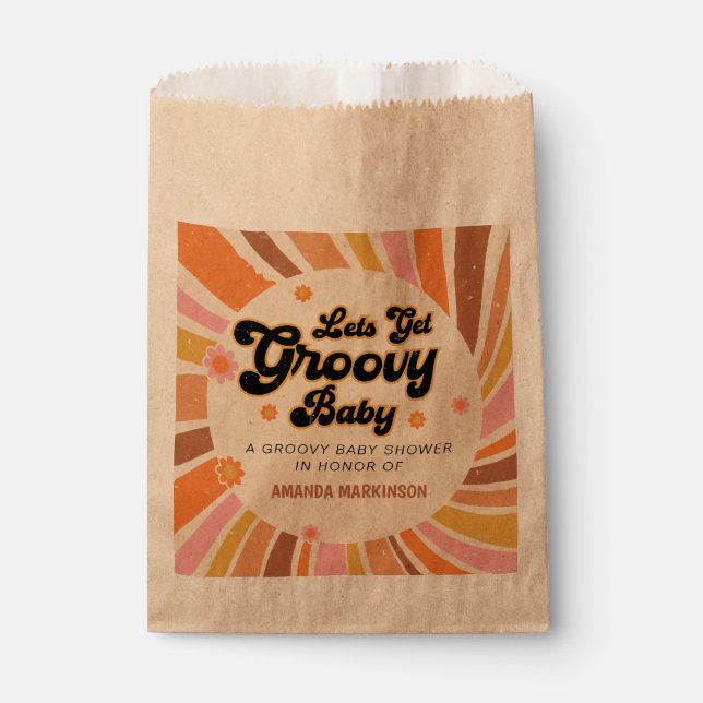 Let's Get Groovy Retro Baby Shower Favour Bags (Front)