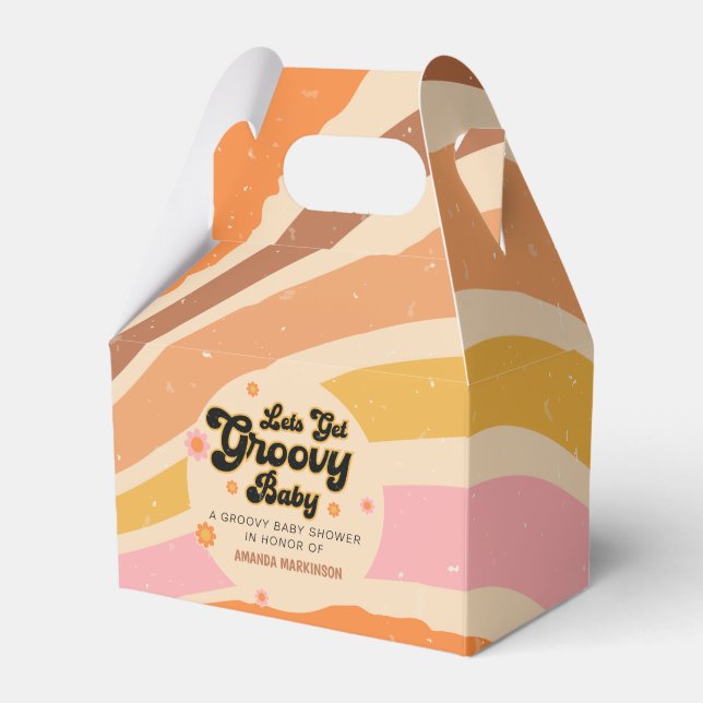 Let's Get Groovy Retro Baby Shower Favour Box (Front Side)