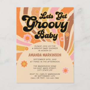 Let's Get Groovy Retro Baby Shower Invitation Postcard