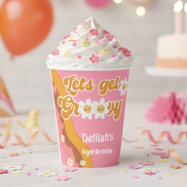 Let's get groovy retro vintage birthday paper cups (Creator Uploaded)