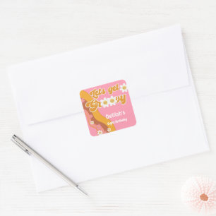 Let's get groovy retro vintage birthday square sticker
