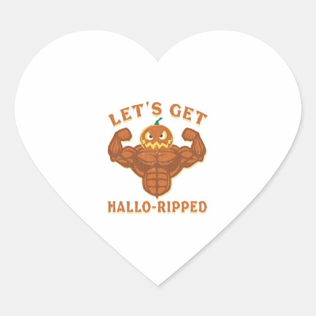 Let's Get Hallo Ripped Halloween Workout Heart Sticker (Front)