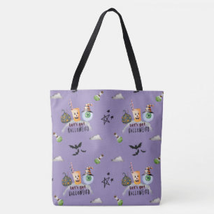 "Let's Get Hallo-Weird" Funky Halloween Purple Tote Bag