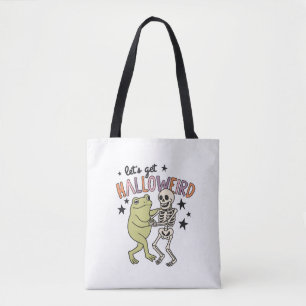 "Let's Get Halloweird" Frog & Skeleton Dancing Tote Bag