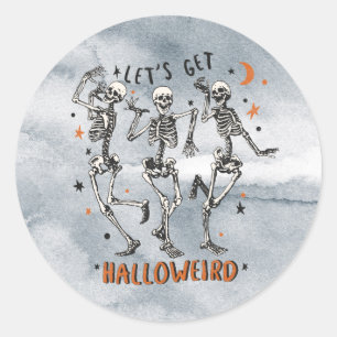 Let's Get Halloweird - Skeletons Dancing Classic Round Sticker
