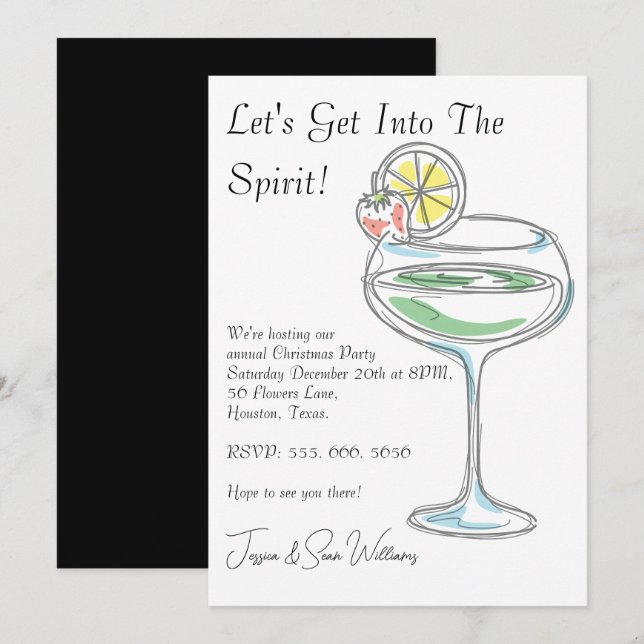 "Let's Get Into The Spirit" Christmas Party Invitation (Front/Back)