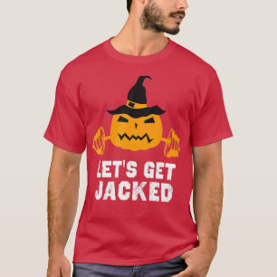 Lets Get Jacked Gym Weightlifting Halloween Pumpki T-Shirt