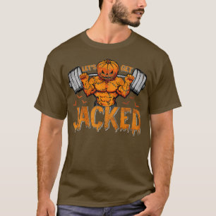Lets Get Jacked Gym Weightlifting Halloween Pumpki T-Shirt