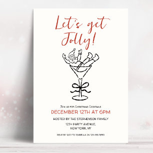 Let's Get Jolly Doodle Hand Drawn Christmas Party Invitation