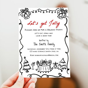 Let's Get Jolly Hand Drawn Funky Handwritting Invitation