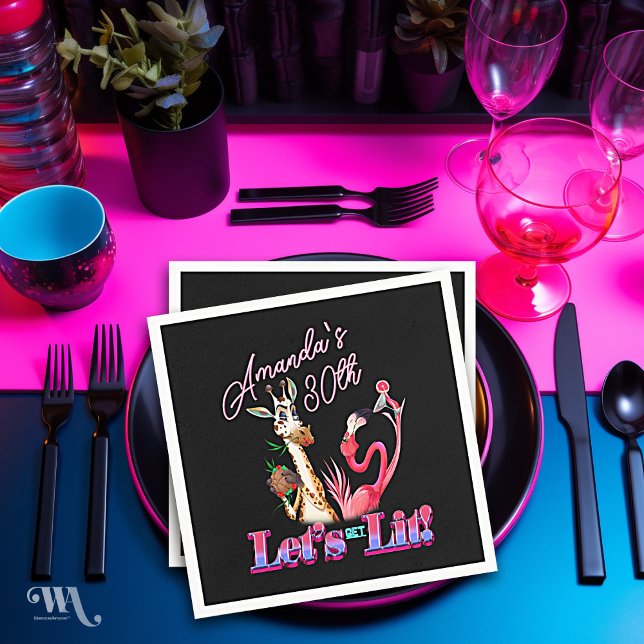 Let's Get Lit Adult Cocktail Birthday  Napkin (Creator Uploaded)