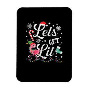 Let's Get Lit Adult Flamingo Funny Christmas Magnet
