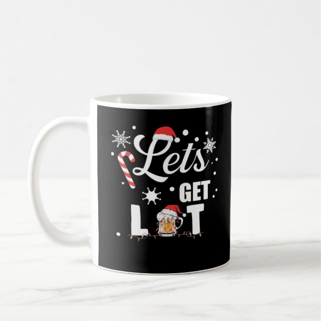 Let's Get Lit Adult Funny X-mas Christmas Essentia Coffee Mug (Left)