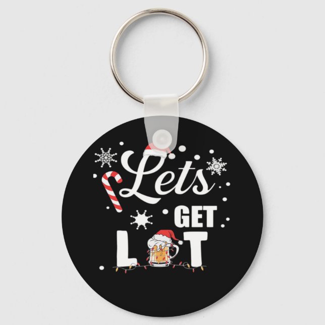 Let's Get Lit Adult Funny X-mas Christmas Essentia Key Ring (Front)