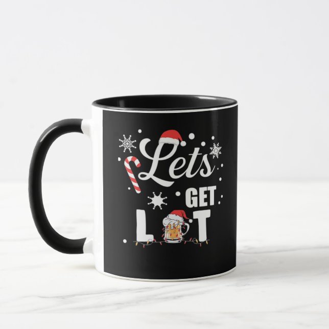 Let's Get Lit Adult Funny X-mas Christmas Essentia Mug (Left)