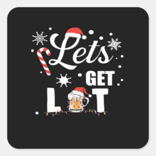 Let's Get Lit Adult Funny X-mas Christmas Essentia Square Sticker