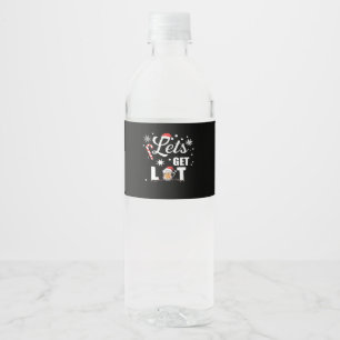Let's Get Lit Adult Funny X-mas Christmas Essentia Water Bottle Label