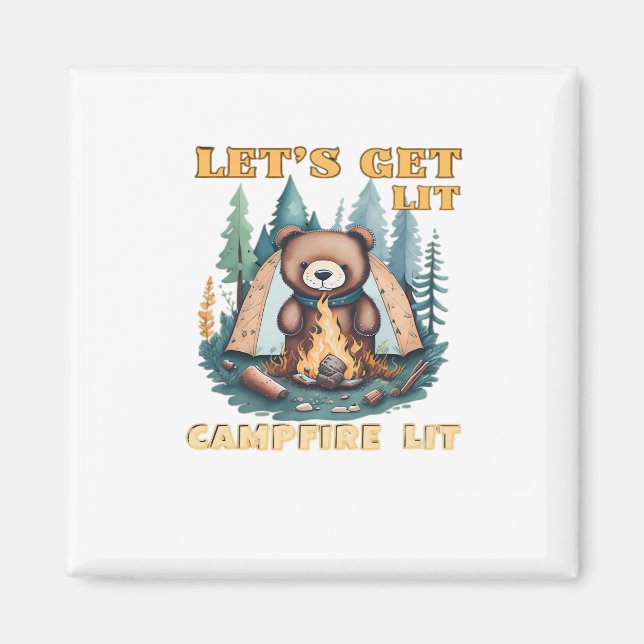 Let's Get Lit. Campfire Lit. Camping Lover Classic Magnet (Front)