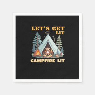 Let's Get Lit. Campfire Lit. Camping Quotes Classi Napkin