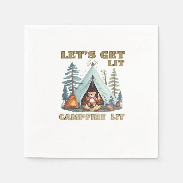 Let's Get Lit. Campfire Lit Classic Napkin (Front)