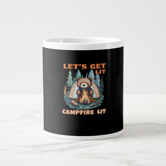 Let's Get Lit. Campfire Lit. Tent Camping Classic Large Coffee Mug (Front)