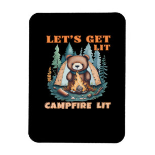 Let's Get Lit. Campfire Lit. Tent Camping Classic Magnet