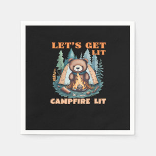Let's Get Lit. Campfire Lit. Tent Camping Classic Napkin