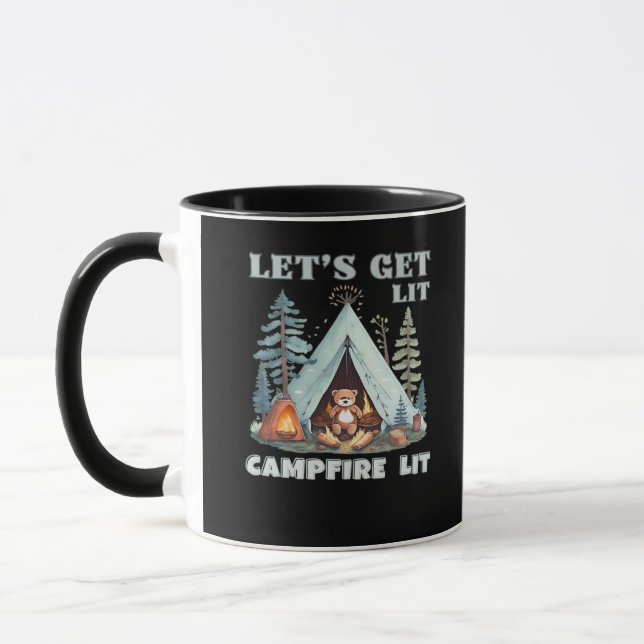 Let's Get Lit. Campfire Lit. Vibe Camping Classic Mug (Left)